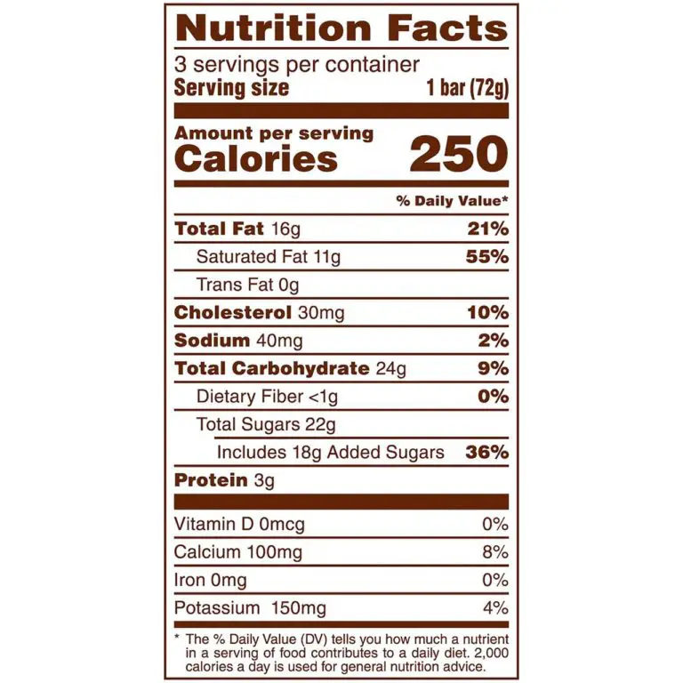 Dove Ice Cream Bar Nutrition Facts