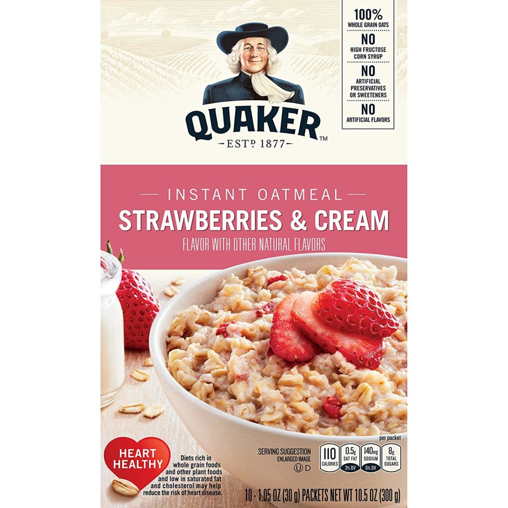 Quaker Instant Oatmeal, Strawberry & Cream, Breakfast