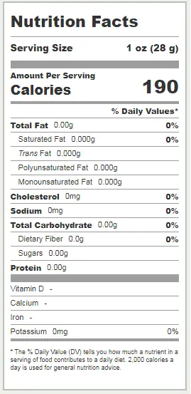 nutrition facts of ever clear drink
