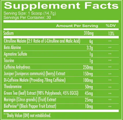 total war pre workout nutrition facts