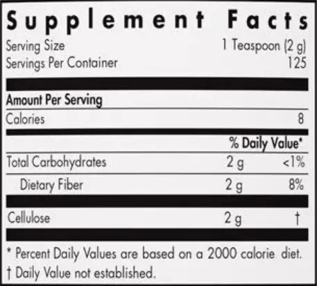 Celluslose Nutrition Facts
