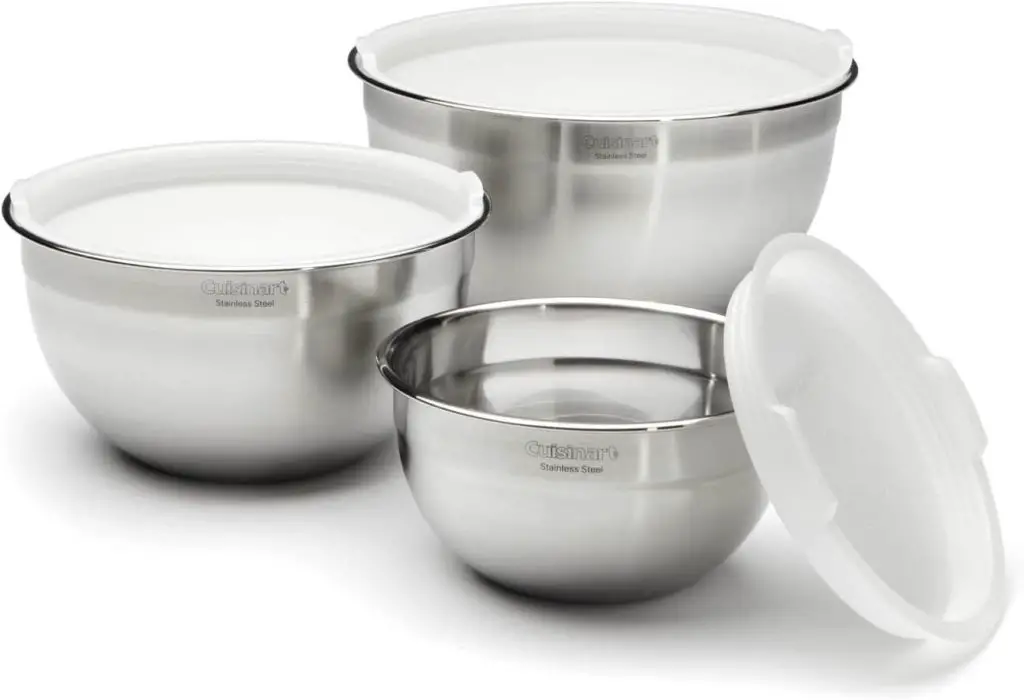 Cuisinart CTG-00-SMB Stainless Steel Mixing Bowls with Lids, 3 Piece