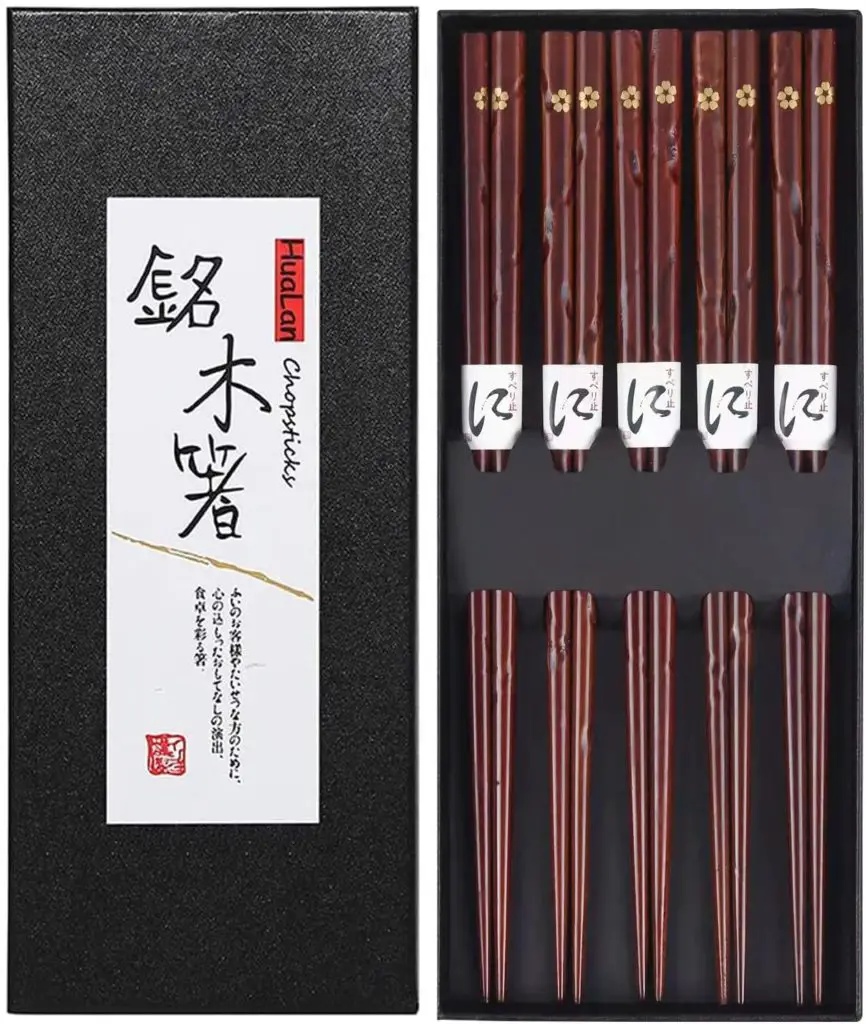 HuaLan Japanese Natural Wood Chopstick Set Reusable Classic Style Chopsticks