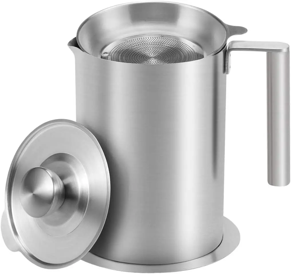 Quart Stainless Steel Grease Strainer and Container