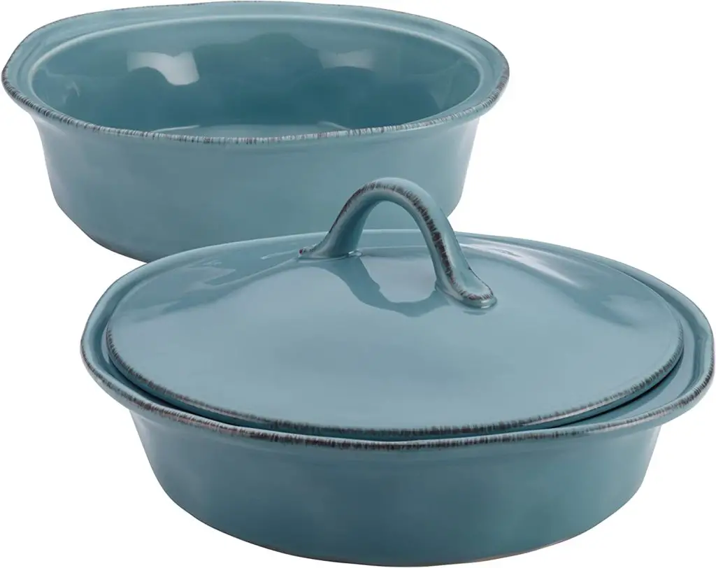 Rachael Ray Cucina Casserole Dish Set with Lid, 3 Piece, Agave Blue