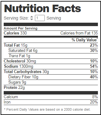 Wendy's Large Chili Nutrition Facts - Cully's Kitchen