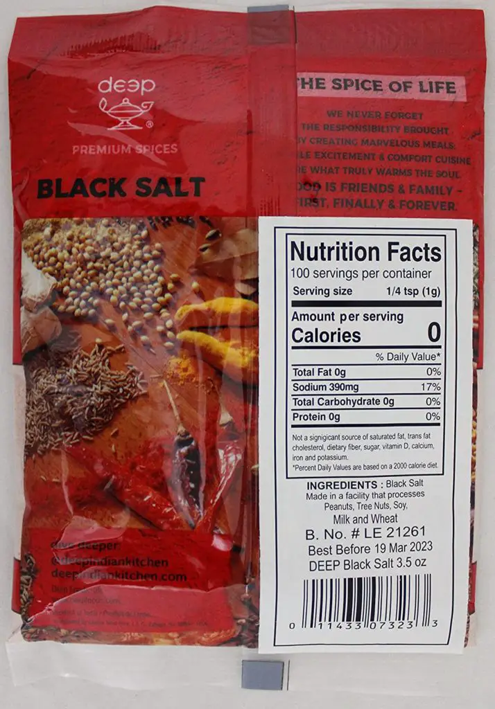 Black Salt Nutrition Facts