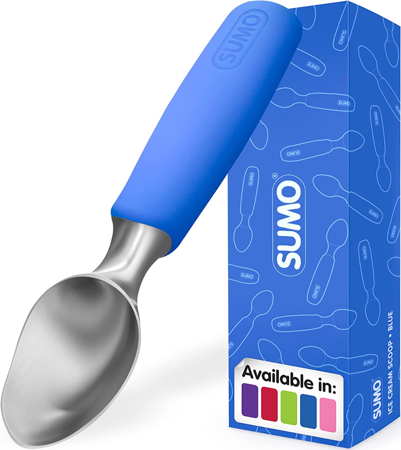 SUMO Ice Cream Scoop, Heavy Duty Stainless Steel Scooper, Comfortable Handle, Dishwasher Safe (Blue)