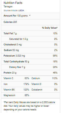tarragon nutrition facts