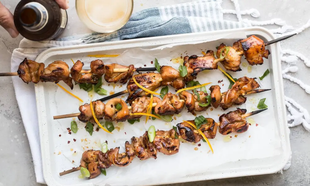 Chicken Kebabs on a Barbecue